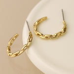 Golden link hoop c-post earrings