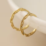Golden link hoop c-post earrings