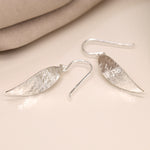 Sterling silver foil texture marquis earrings