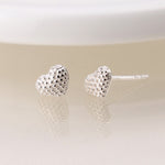 Sterling silver bobble heart studs
