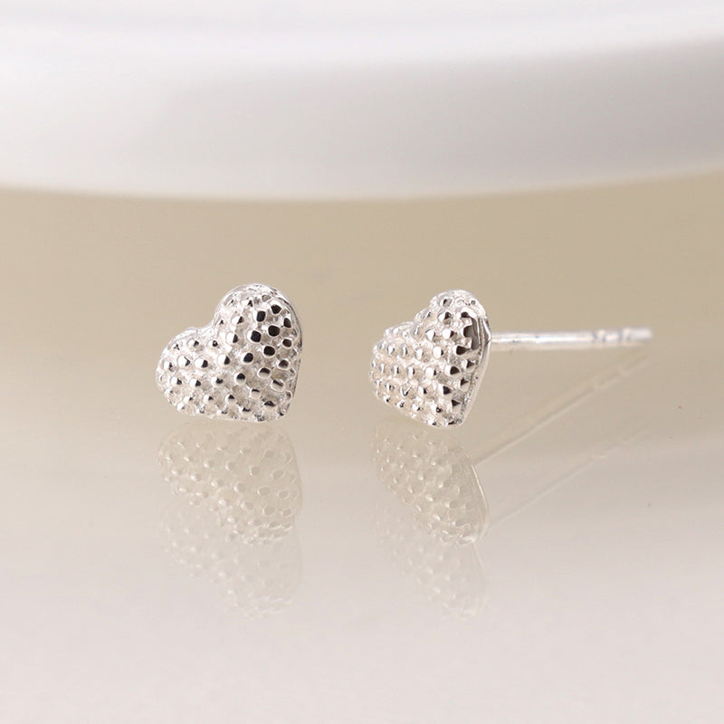 Sterling silver bobble heart studs