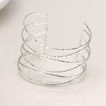 Silver plated hammered wide multistrand bangle