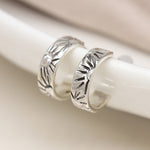 Sterling silver sunbeam small hoop earrings