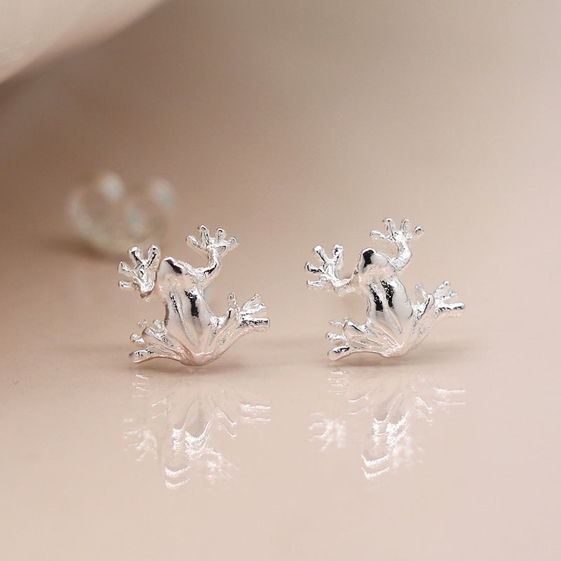 Sterling silver tree frog earrings