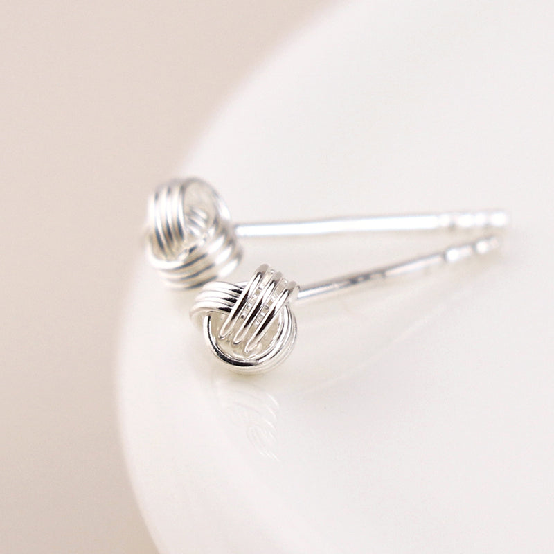 Sterling silver knotted yarn earrings