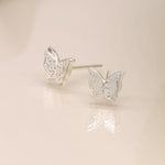 Sterling silver foil texture butterfly studs