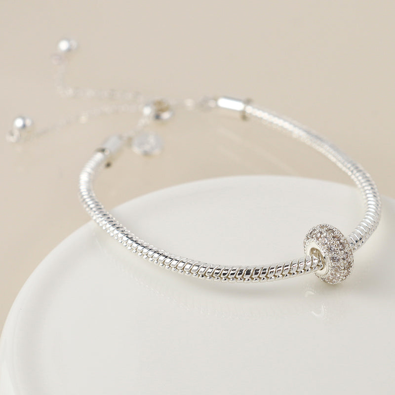 Silver plated pave crystal hoop bracelet