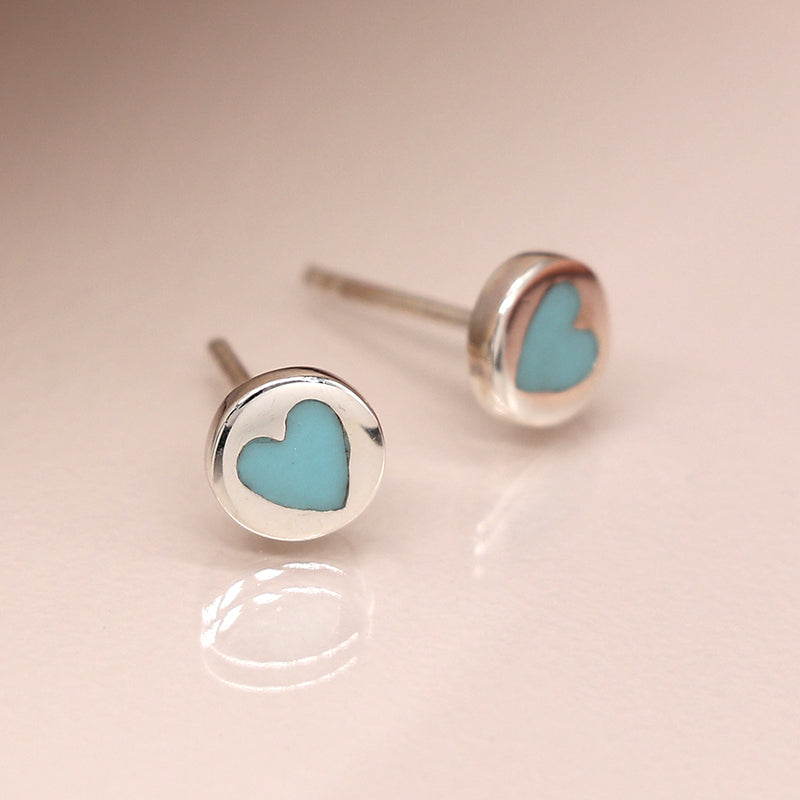 Sterling silver and turquoise heart earrings