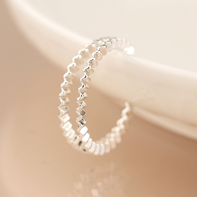 Silver plated concertina hoop earrings