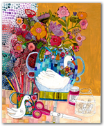 Swan Vase by Sharon Nullmeyer aka Nullsie Greeting Card