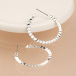 Silver plated concertina hoop earrings