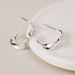 Silver plated wave hoop earrings