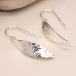 Sterling silver foil texture marquis earrings