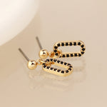Golden and black crystal mini stadium earrings