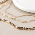 Golden smoky crystals and chains necklace
