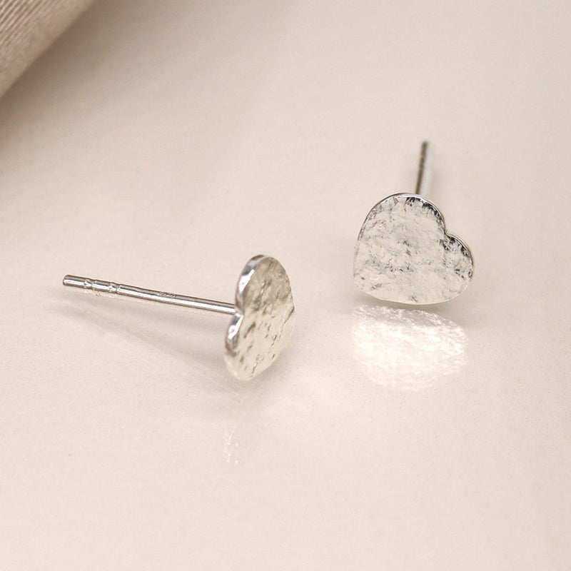 Sterling silver foil texture heart studs