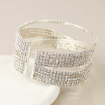 Silver plated multistrand crossover crystal bracelet