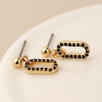 Golden and black crystal mini stadium earrings