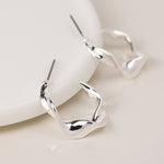 Silver plated wave hoop earrings