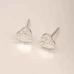 Sterling silver foil texture heart studs