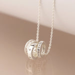 Silver plated triple mini crystal rings necklace