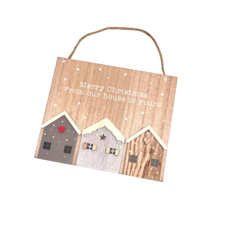 Merry Christmas houses sign