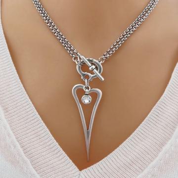 Open Pointed Heart Double Necklace