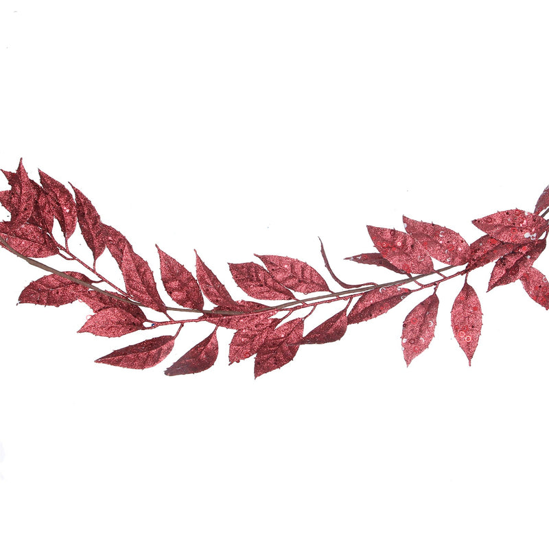 Burgundy Glitter Leaf Garland