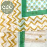Green and mustard mix hand drawn pattern scarf