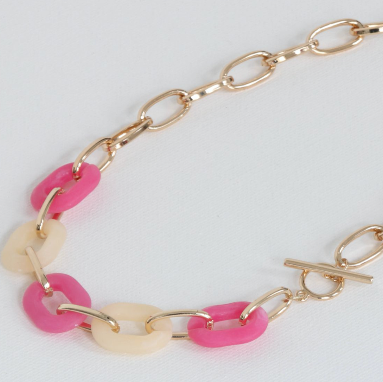 Pink Coloured Resin Necklace