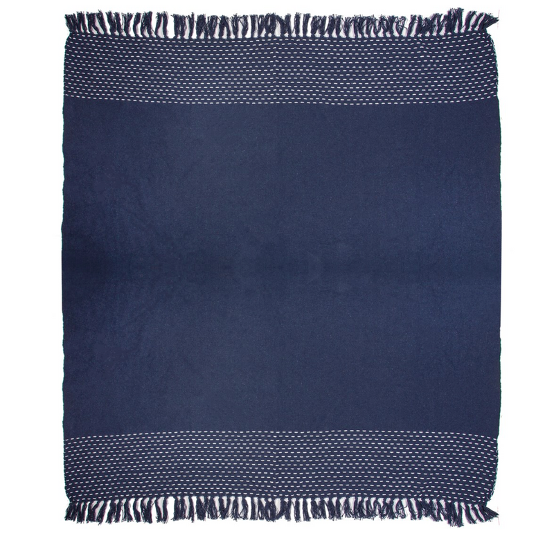 Stiched Blue Blanket Throw