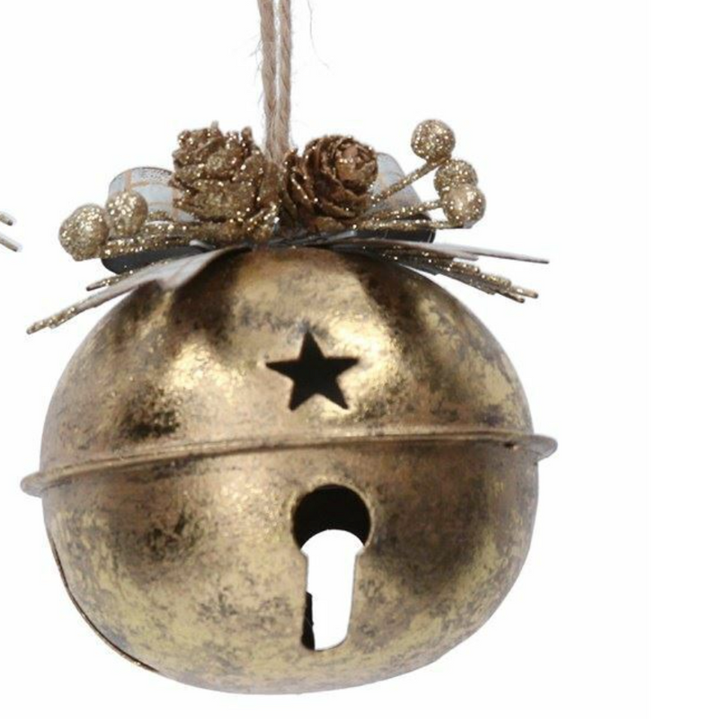 Gold Metal Bell with Bow Cones