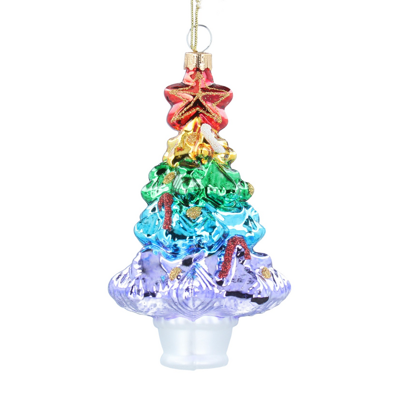 Rainbow Christmas Tree Glass Decoration