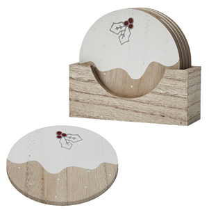 Set of Four Christmas Pudding Coasters