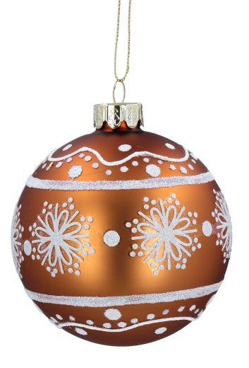Matt Copper 'Lace' Glass Bauble