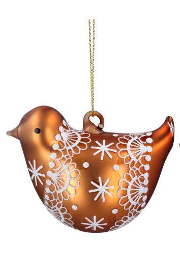 Matt Copper 'Lace' Glass Bird Bauble