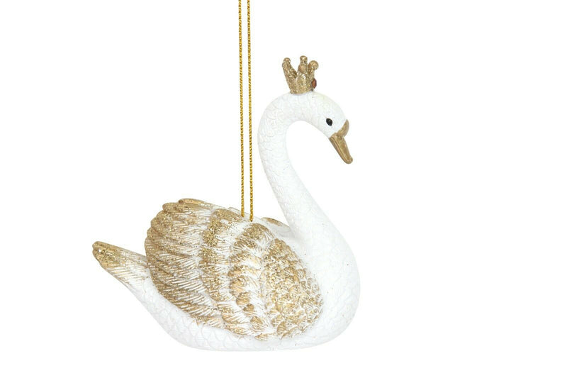 Cream and Gold Resin Swan Decoration