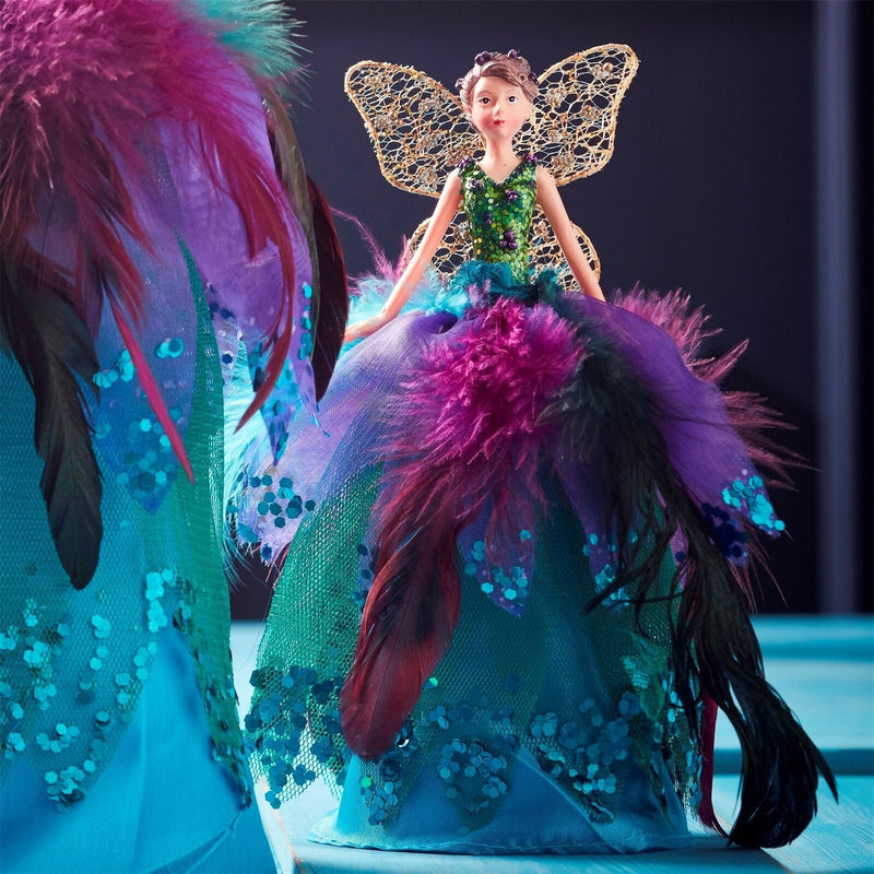 Teal and Purlple Peacock Angel Fairy Christmas Tree Topper Decoration