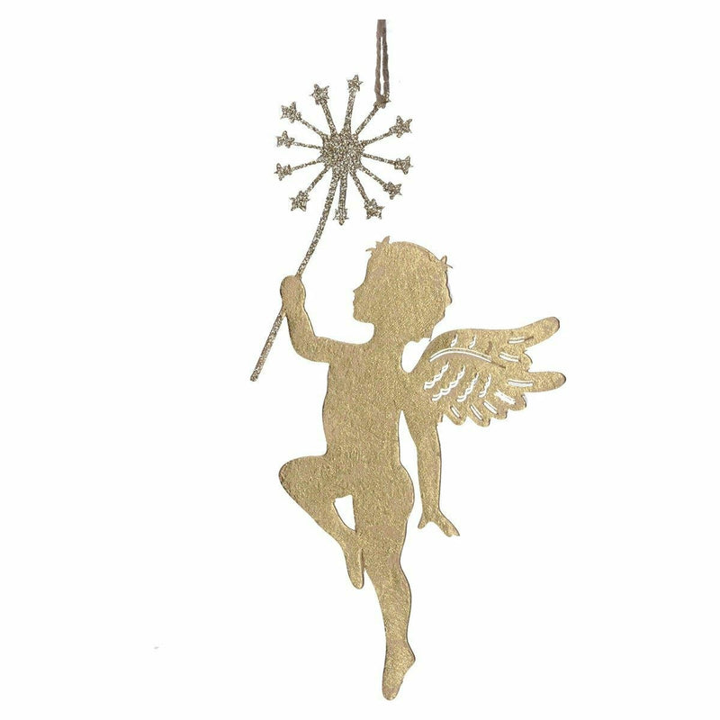 Gold Metal Fairy with Wand Decoration