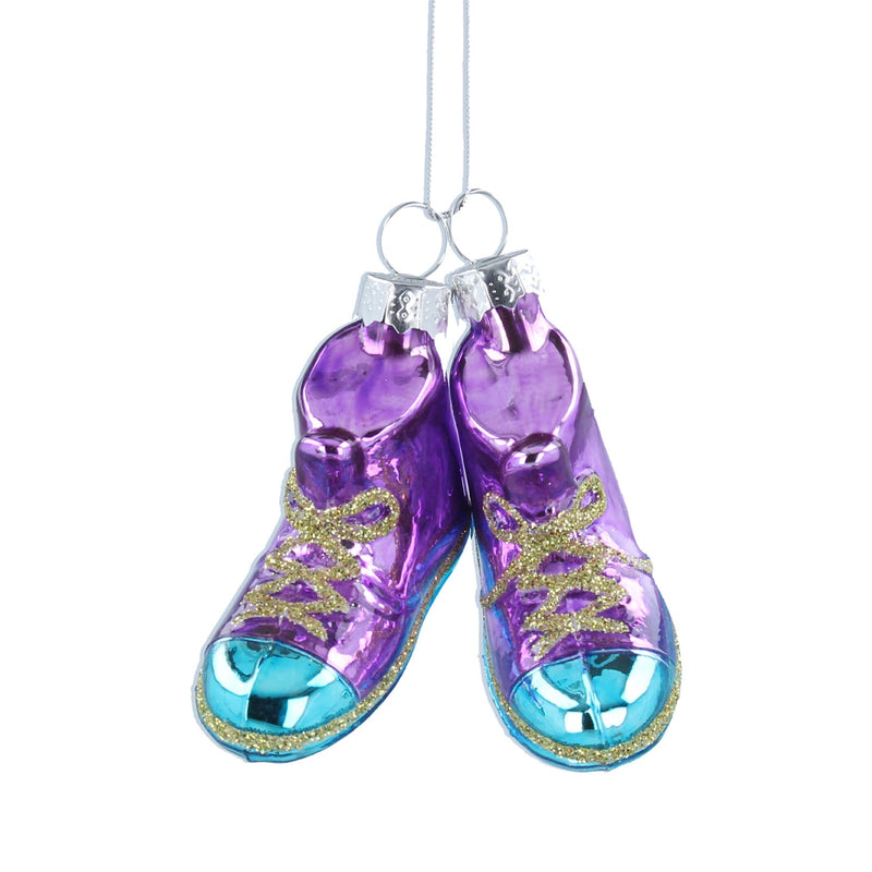 Glass Dec 4cm - Blue/Purple Shoes