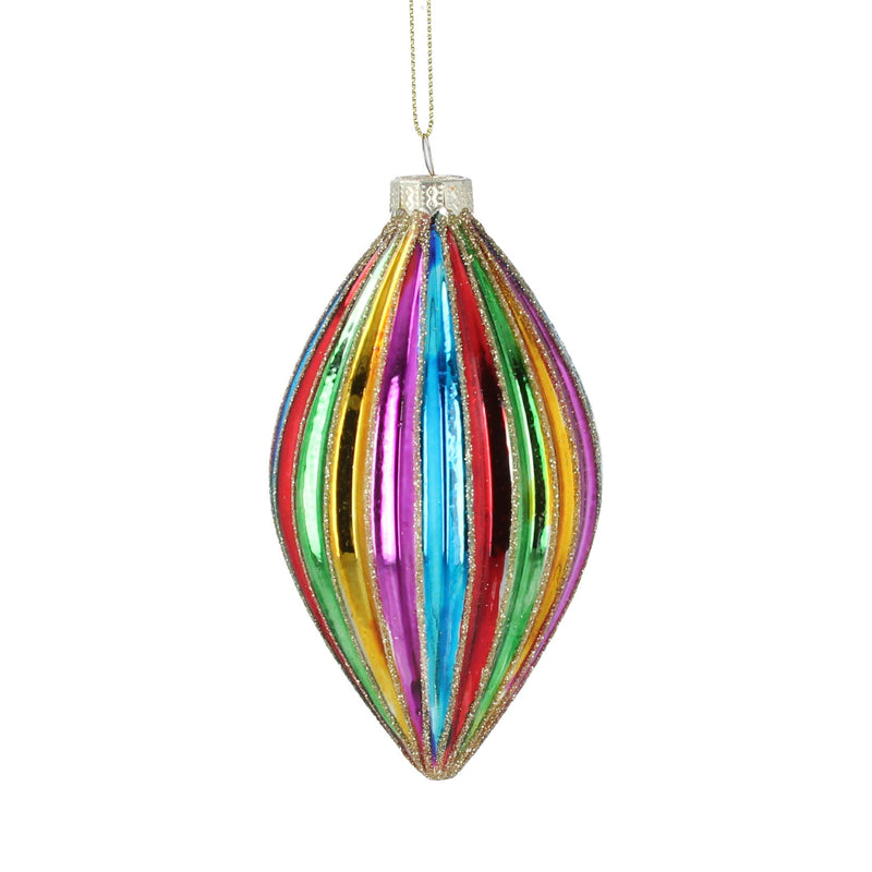 Rainbow Ribbed Shiny Glass Olive