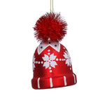 Glass Hanging Scandi Hat with Pom Pom Decoration