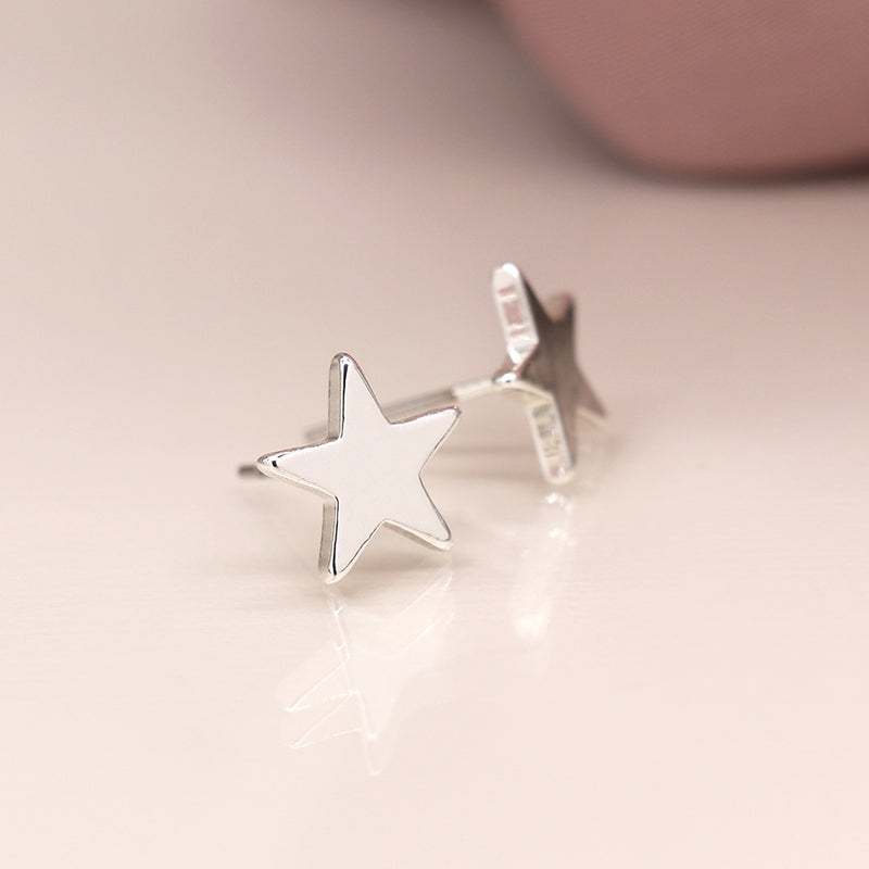 Small silver plated star stud earrings
