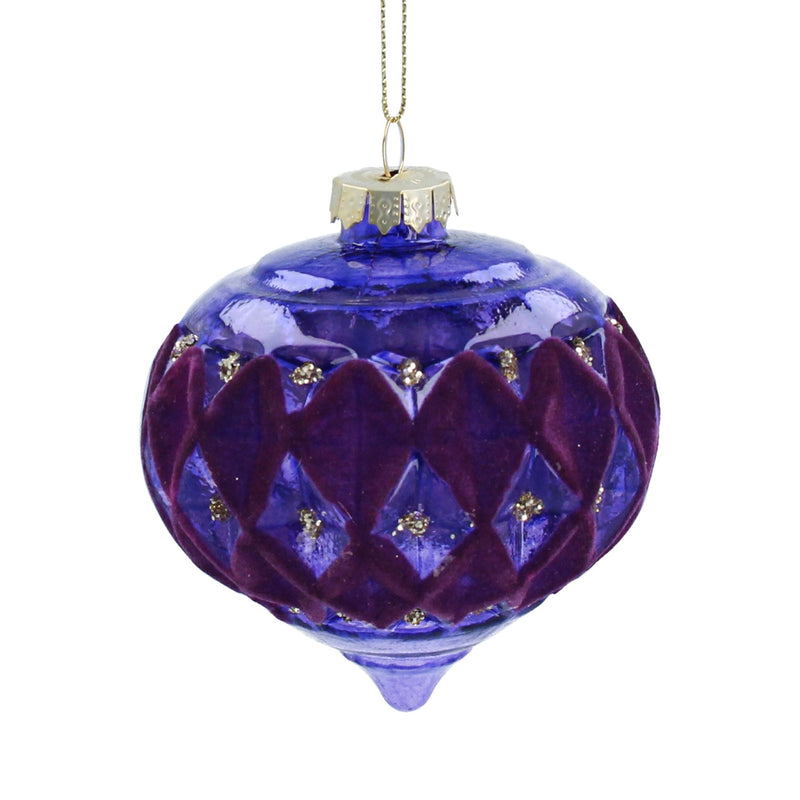 Purple Faceted Glass Ogee Bauble