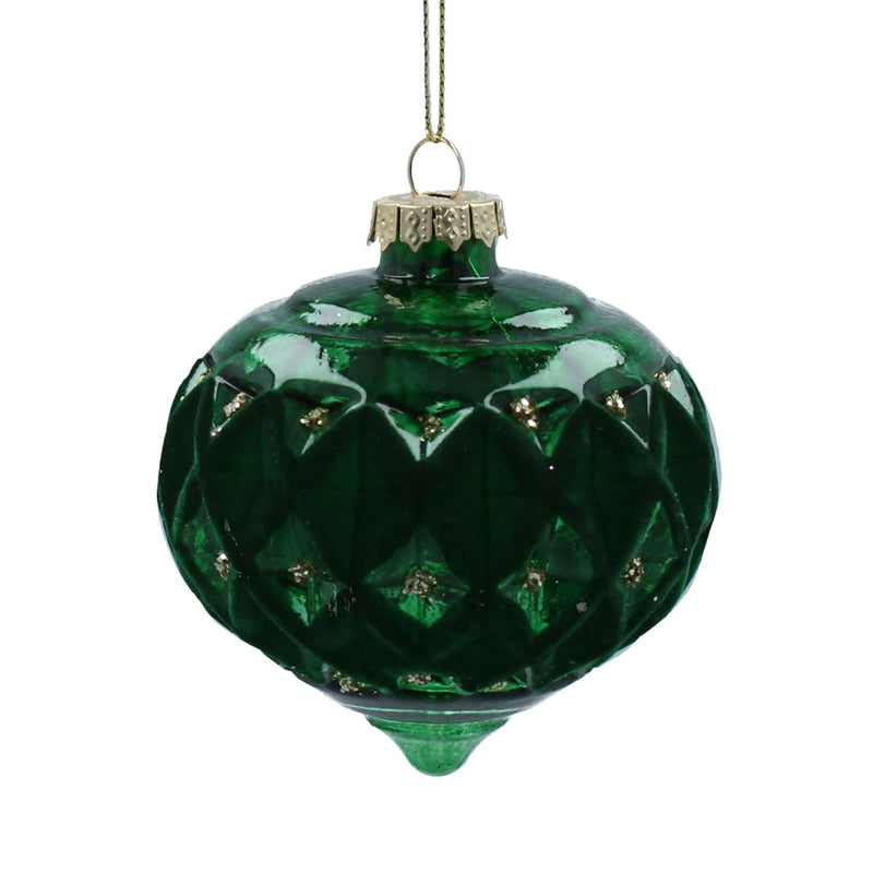 Green Faceted Glass Ogee