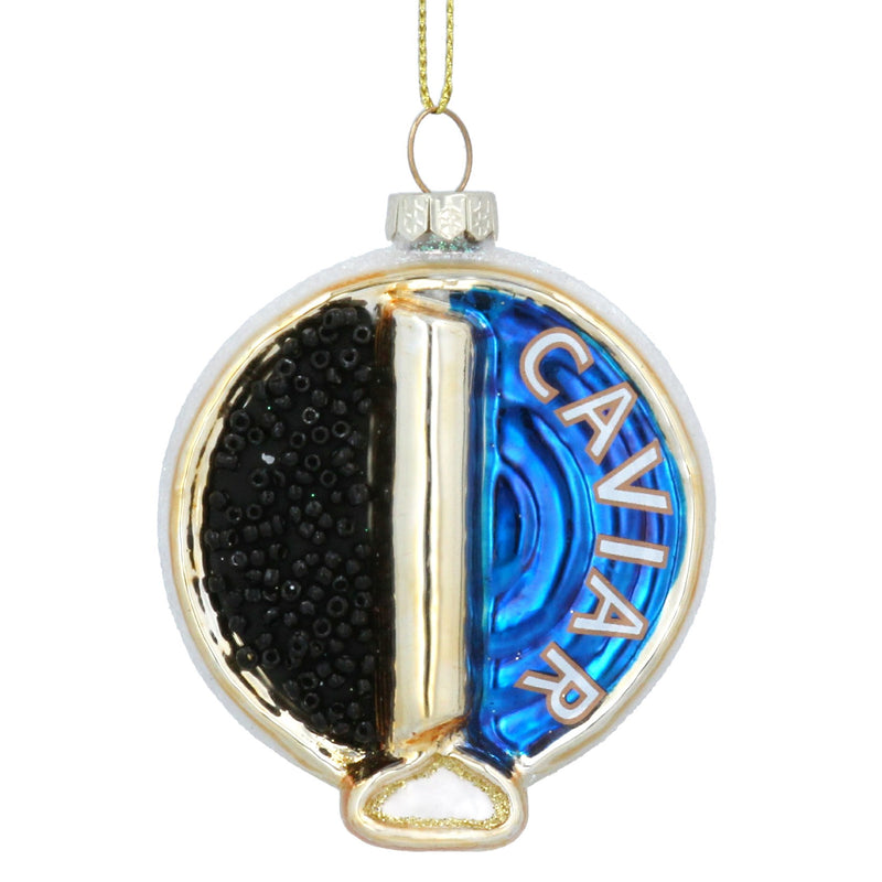 Blue and Gold Tin of Caviar Bauble