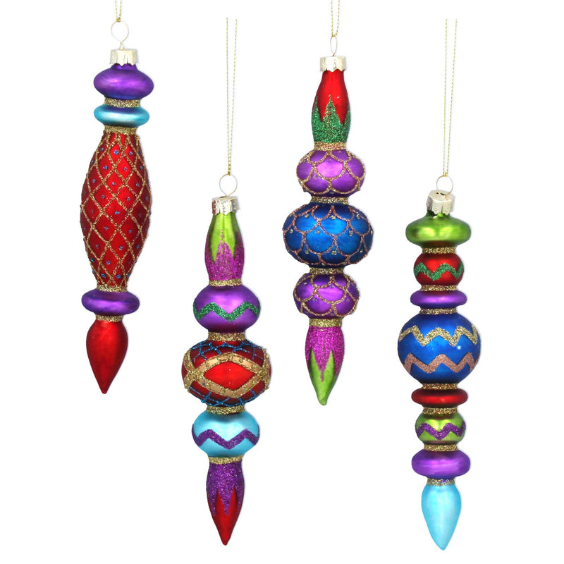 Multicolour Painted Glass Finial Decoration