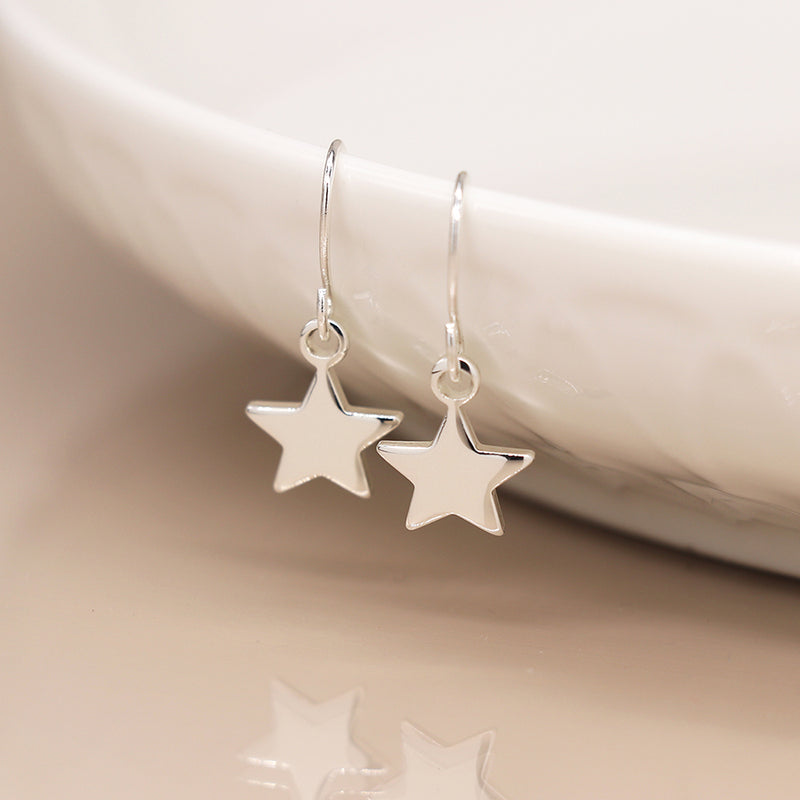 SILVER PLATED STAR EARRINGS