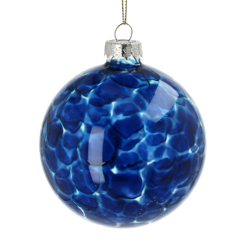 Blue Marbled Glass Bauble