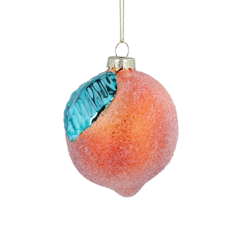 Glass Orange with Leaf Bauble